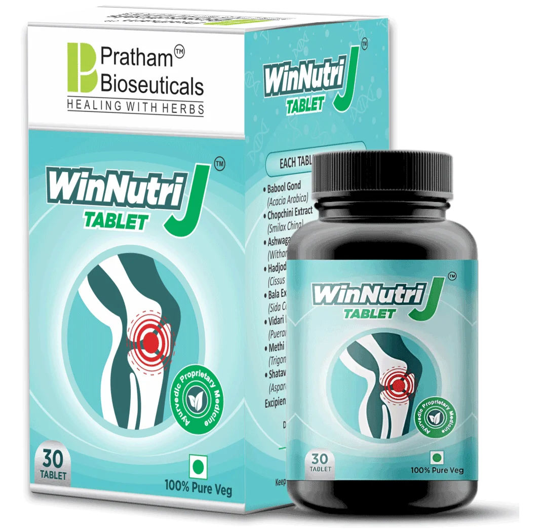 WinNutri J TabletWinNutri J Tablet is developed to support joint structure, mobility, and connective tissue physiology. The formulation contains bioactive compounds supporting osteoblastic activity, cartilage matrix maintenance, and synovial lubrication. Anti inflammatory and antioxidant constituents assist symptom reduction linked to degenerative and autoimmune joint conditions. The tablet supports recovery related to mechanical stress, injury, and metabolic joint degeneration...